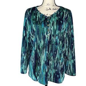 Bon Worth aqua blouse medium petite‎